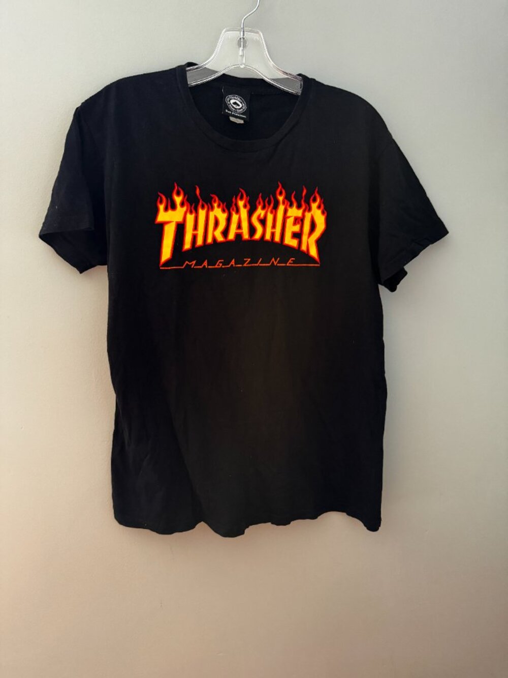 Thrasher Magazine Flame Logo Black T Shirt UNISEX Sz M Skateboard Skater